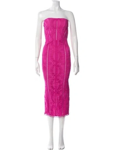 Pre-owned Charo Ruiz Lace Pattern Midi Length Dress In Pink