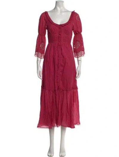 Pre-owned Charo Ruiz Lace Pattern Midi Length Dress In Pink