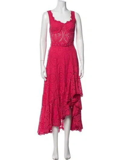 Pre-owned Charo Ruiz Lace Pattern Midi Length Dress In Pink