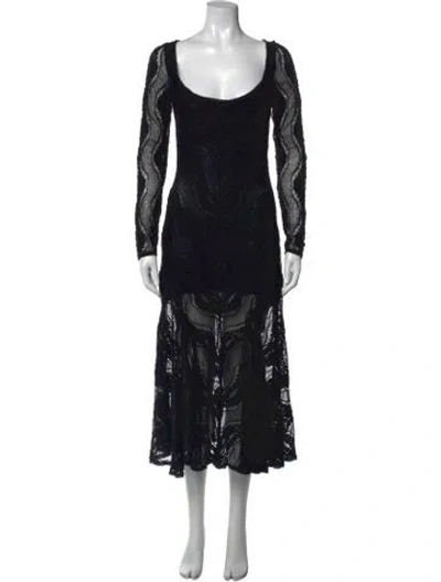 Pre-owned Charo Ruiz Lace Pattern Midi Length Dress W/ Tags In Black
