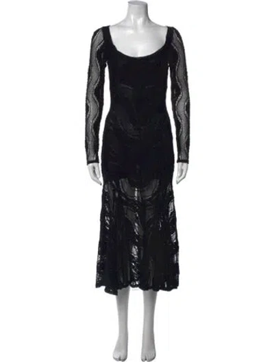 Pre-owned Charo Ruiz Lace Pattern Midi Length Dress W/ Tags In Black