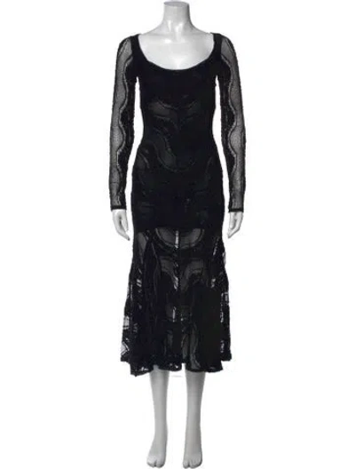 Pre-owned Charo Ruiz Lace Pattern Midi Length Dress W/ Tags In Black