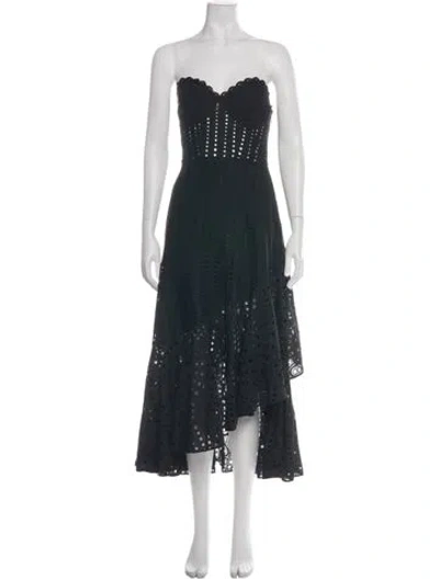 Pre-owned Charo Ruiz Lace Pattern Midi Length Dress W/ Tags In Black