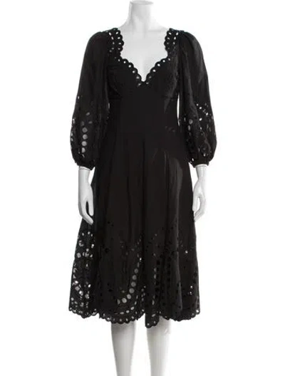 Pre-owned Charo Ruiz Lace Pattern Midi Length Dress W/ Tags In Black