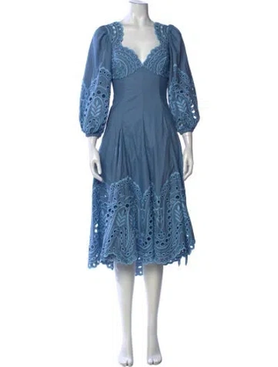 Pre-owned Charo Ruiz Lace Pattern Midi Length Dress W/ Tags In Blue