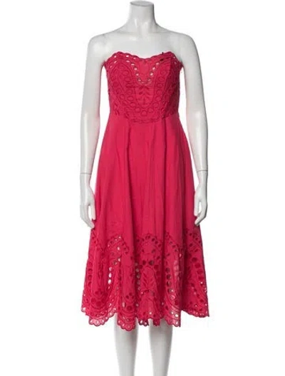 Pre-owned Charo Ruiz Lace Pattern Midi Length Dress W/ Tags In Pink