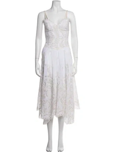 Pre-owned Charo Ruiz Lace Pattern Midi Length Dress W/ Tags In White