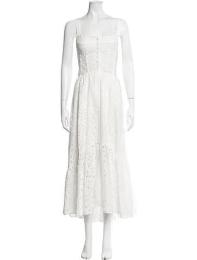 Pre-owned Charo Ruiz Lace Pattern Midi Length Dress W/ Tags In White