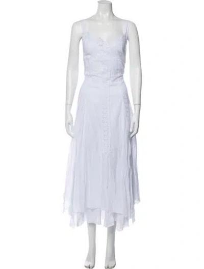 Pre-owned Charo Ruiz Lace Pattern Midi Length Dress In White