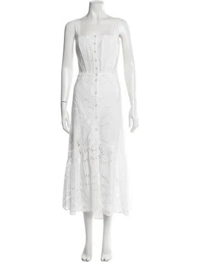 Pre-owned Charo Ruiz Lace Pattern Midi Length Dress In White