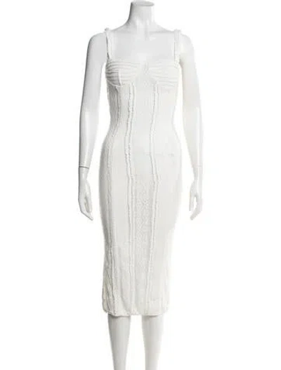 Pre-owned Charo Ruiz Lace Pattern Midi Length Dress In White
