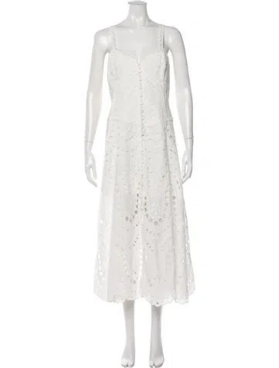 Pre-owned Charo Ruiz Lace Pattern Midi Length Dress In White