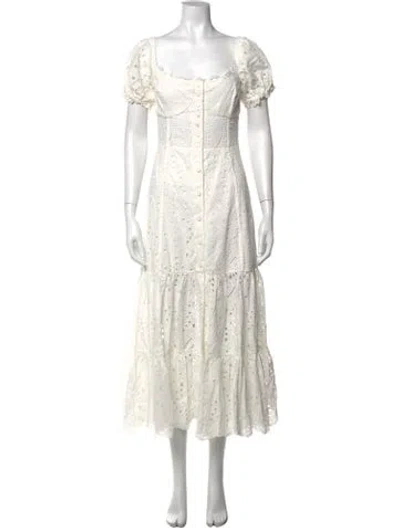 Pre-owned Charo Ruiz Lace Pattern Midi Length Dress In White
