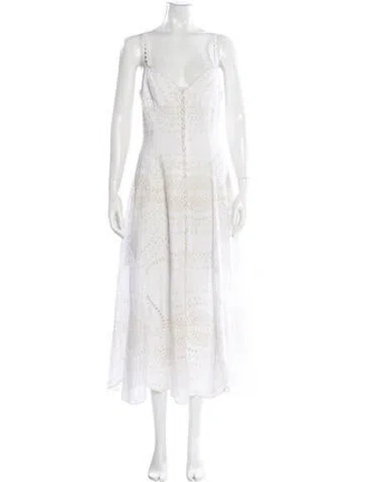 Pre-owned Charo Ruiz Lace Pattern Midi Length Dress In White