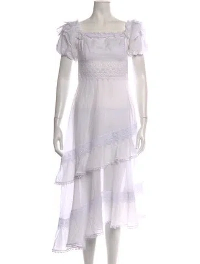 Pre-owned Charo Ruiz Lace Pattern Midi Length Dress In White