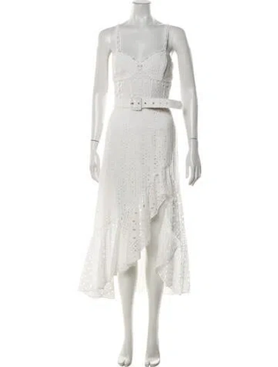 Pre-owned Charo Ruiz Lace Pattern Midi Length Dress In White