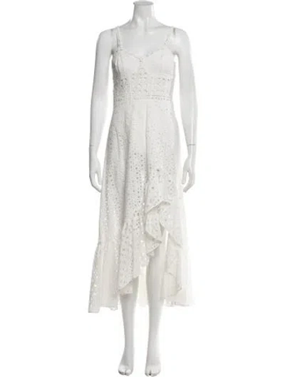 Pre-owned Charo Ruiz Lace Pattern Midi Length Dress In White
