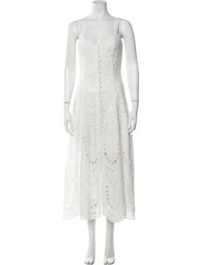 Pre-owned Charo Ruiz Lace Pattern Midi Length Dress In White