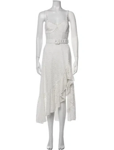 Pre-owned Charo Ruiz Lace Pattern Midi Length Dress In White