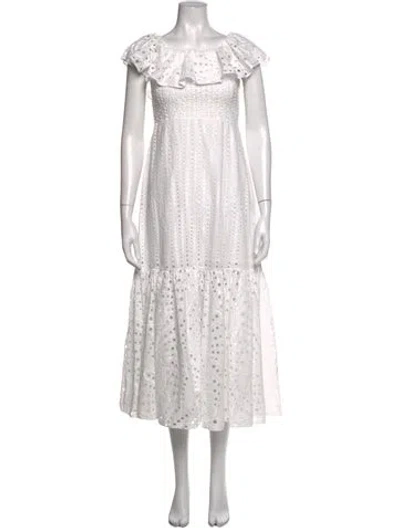 Pre-owned Charo Ruiz Lace Pattern Midi Length Dress In White