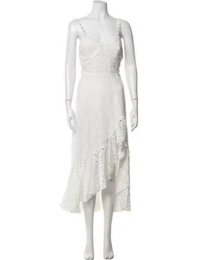 Pre-owned Charo Ruiz Lace Pattern Midi Length Dress In White