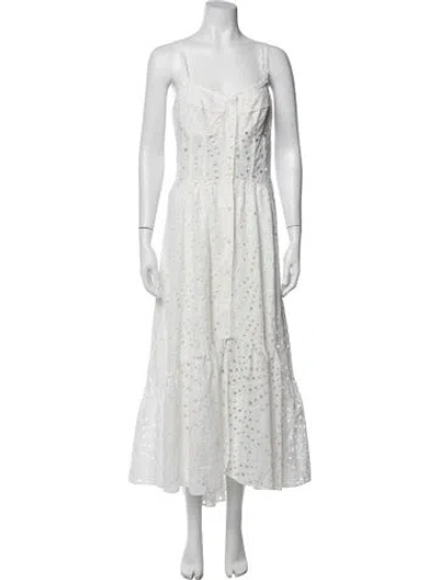 Pre-owned Charo Ruiz Lace Pattern Midi Length Dress In White