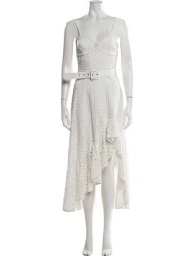 Pre-owned Charo Ruiz Lace Pattern Midi Length Dress In White