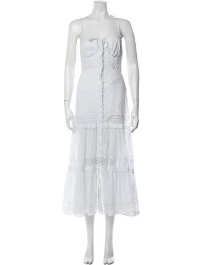 Pre-owned Charo Ruiz Lace Pattern Midi Length Dress In White
