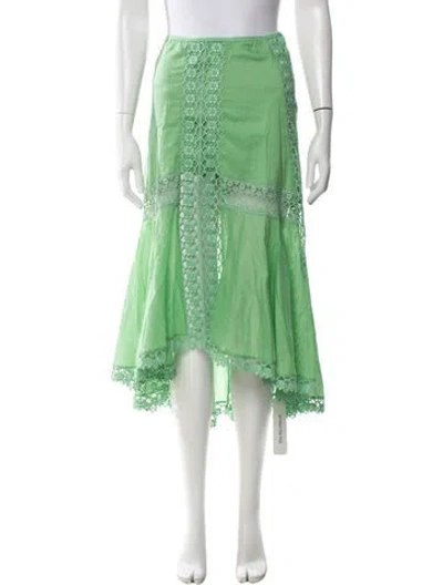 Pre-owned Charo Ruiz Lace Pattern Midi Length Skirt In Green