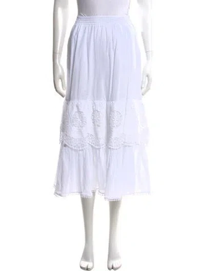 Pre-owned Charo Ruiz Lace Pattern Midi Length Skirt In White