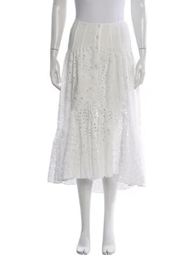 Pre-owned Charo Ruiz Lace Pattern Midi Length Skirt In White