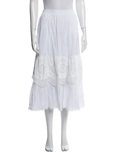 Pre-owned Charo Ruiz Lace Pattern Midi Length Skirt In White