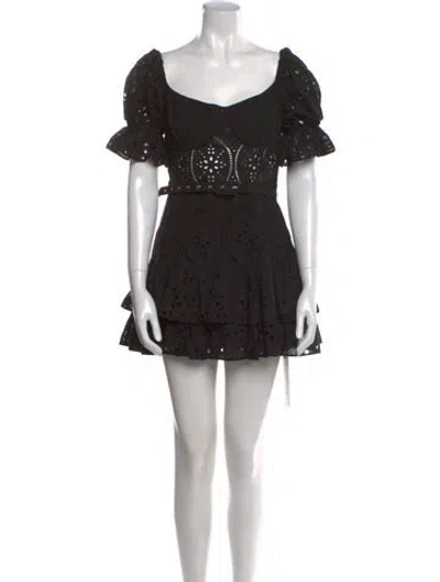 Pre-owned Charo Ruiz Lace Pattern Mini Dress In Black