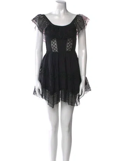 Pre-owned Charo Ruiz Lace Pattern Mini Dress In Black