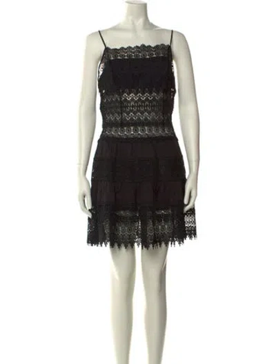 Pre-owned Charo Ruiz Lace Pattern Mini Dress In Black