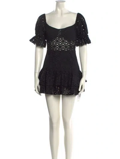 Pre-owned Charo Ruiz Lace Pattern Mini Dress In Black