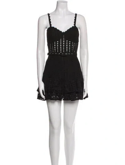 Pre-owned Charo Ruiz Lace Pattern Mini Dress In Black