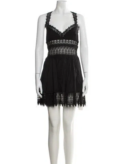 Pre-owned Charo Ruiz Lace Pattern Mini Dress In Black
