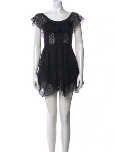 Pre-owned Charo Ruiz Lace Pattern Mini Dress In Black