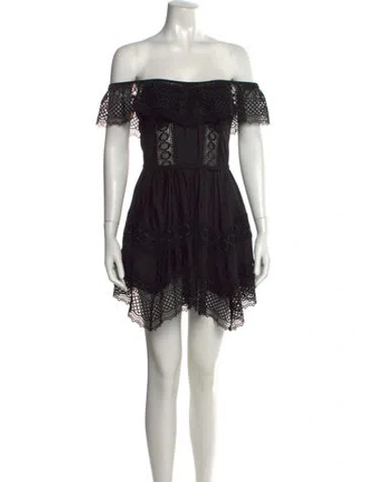 Pre-owned Charo Ruiz Lace Pattern Mini Dress In Black