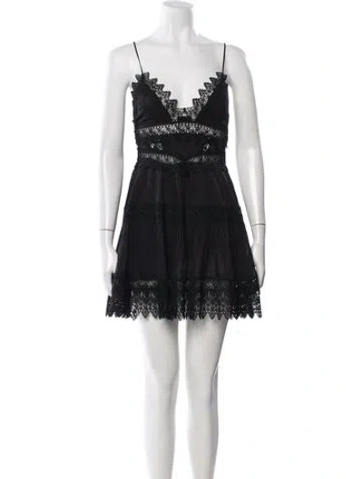 Pre-owned Charo Ruiz Lace Pattern Mini Dress In Black