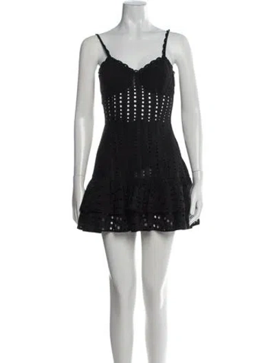 Pre-owned Charo Ruiz Lace Pattern Mini Dress In Black