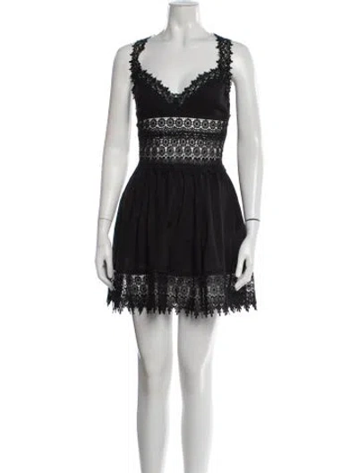 Pre-owned Charo Ruiz Lace Pattern Mini Dress In Black