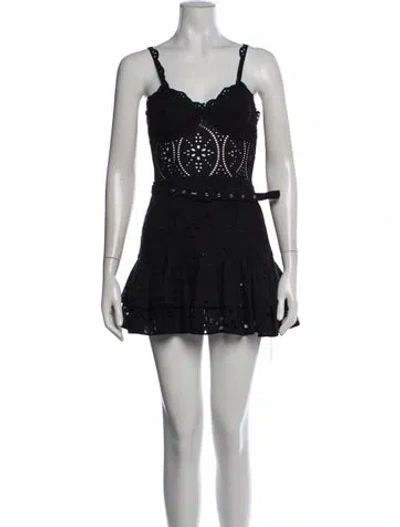 Pre-owned Charo Ruiz Lace Pattern Mini Dress In Black