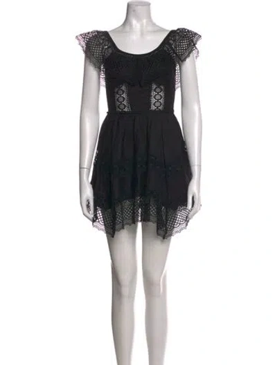 Pre-owned Charo Ruiz Lace Pattern Mini Dress In Black