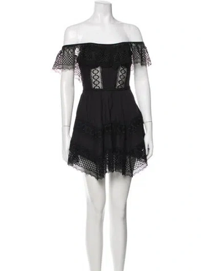 Pre-owned Charo Ruiz Lace Pattern Mini Dress In Black