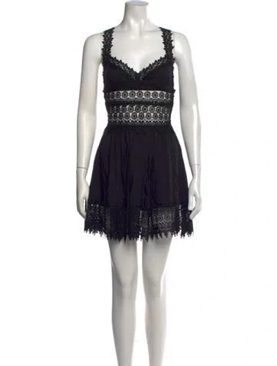 Pre-owned Charo Ruiz Lace Pattern Mini Dress In Black