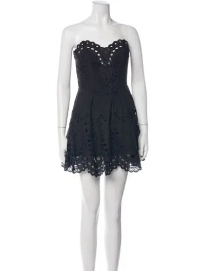 Pre-owned Charo Ruiz Lace Pattern Mini Dress In Black