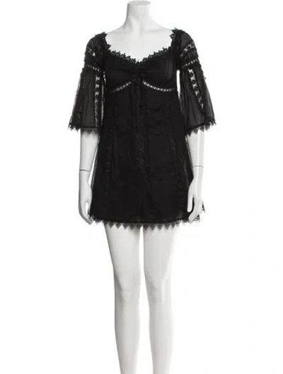 Pre-owned Charo Ruiz Lace Pattern Mini Dress In Black
