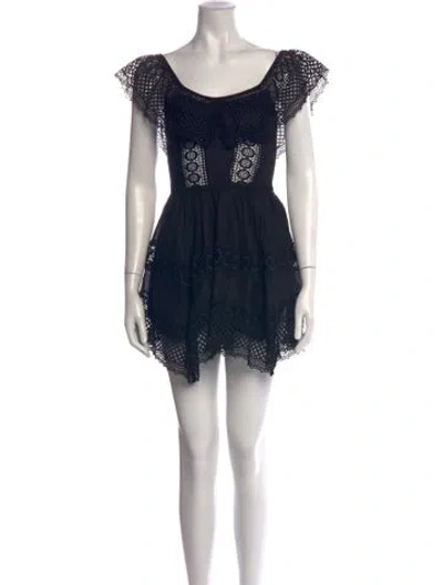 Pre-owned Charo Ruiz Lace Pattern Mini Dress In Black